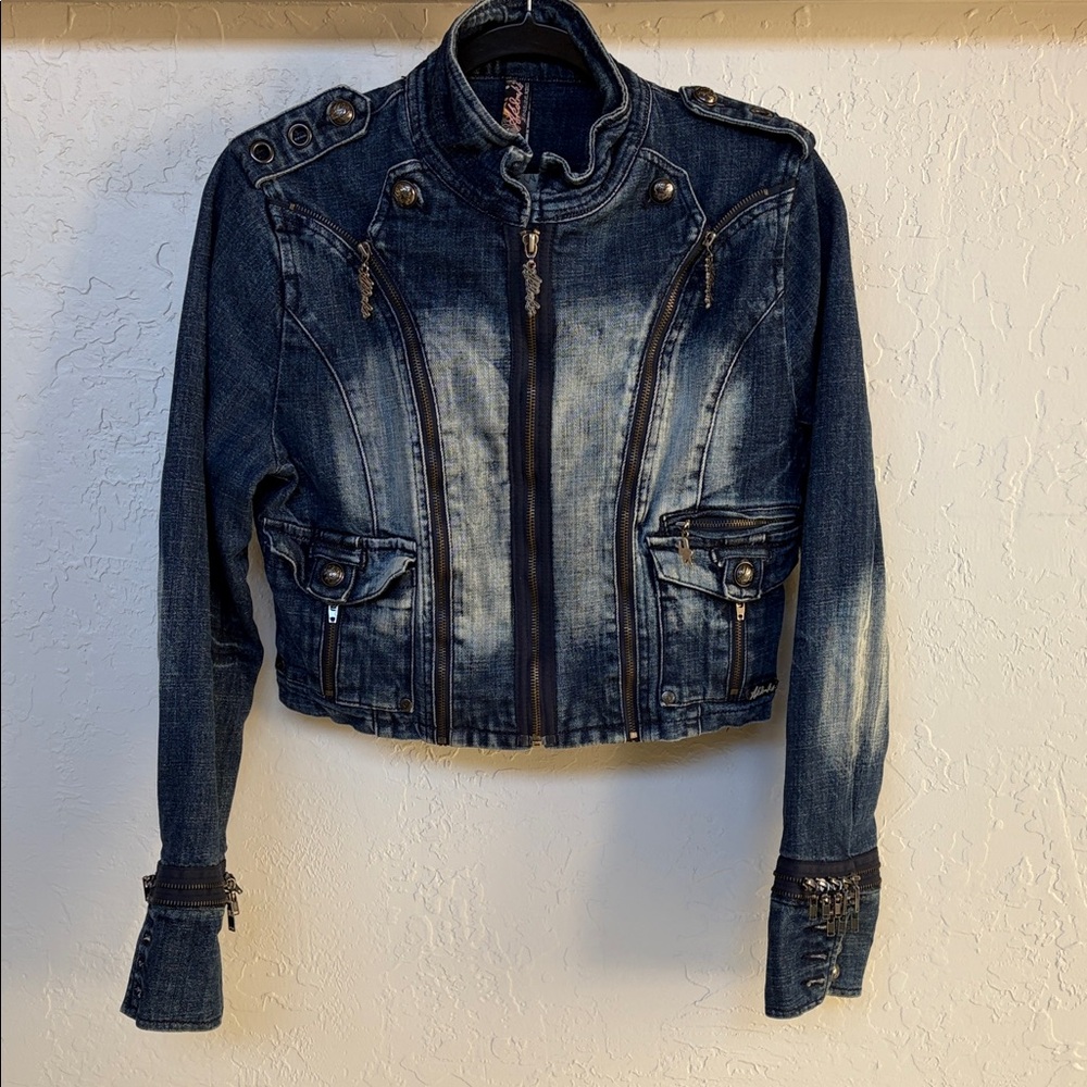 RARE Akademiks Jean Jacket with Zipper Accents